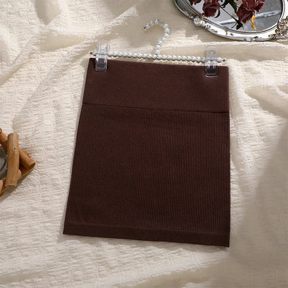 High Waist Knit Mini Skirt