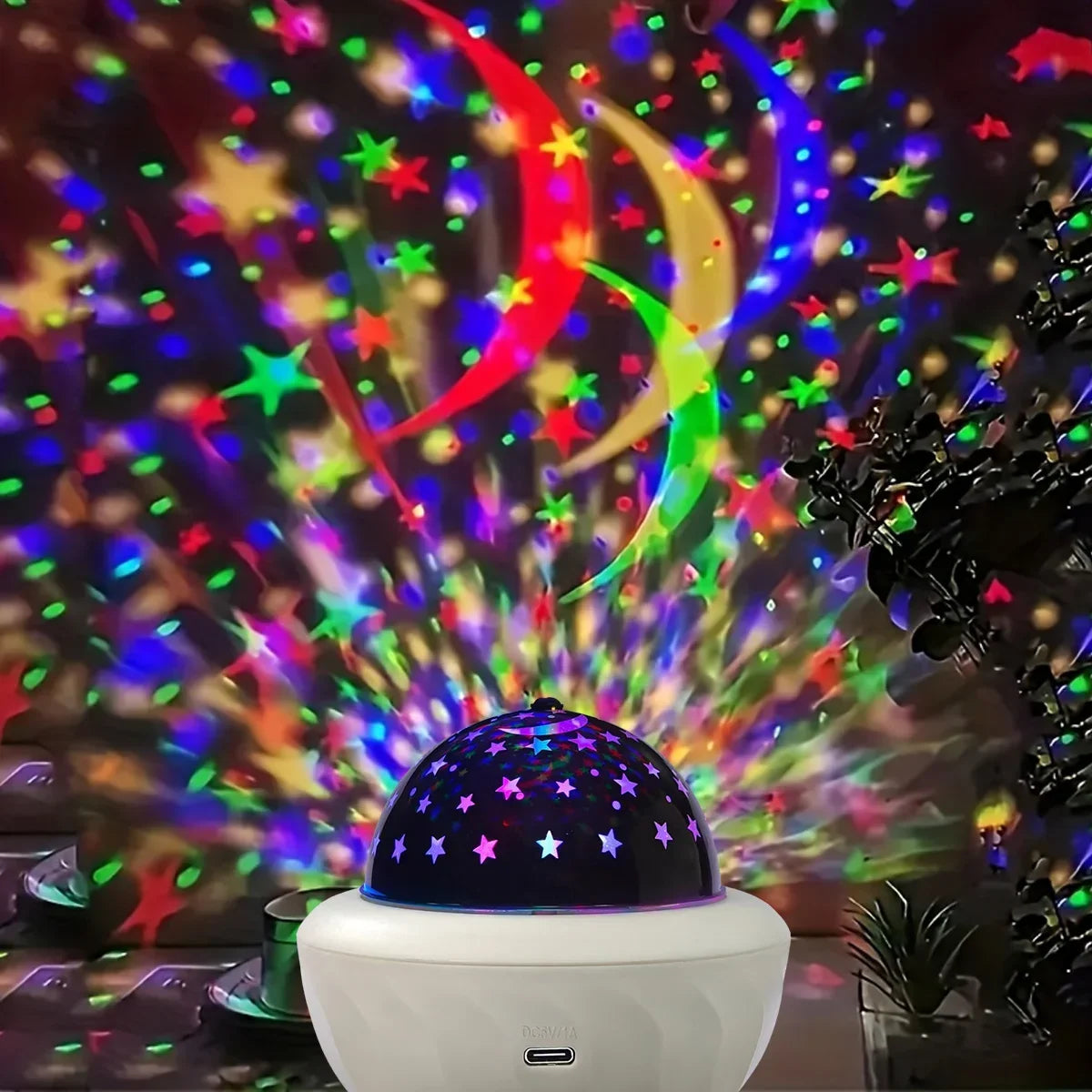 USB RGB Starry Night Sky Projector | Rotating Moon Stars Room Decor Lamp