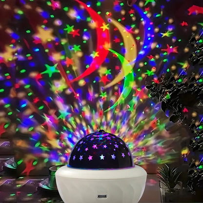USB RGB Starry Night Sky Projector | Rotating Moon Stars Room Decor Lamp