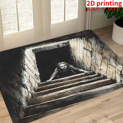 Tapis de sol VIKAMA Halloween Clown Thème Horreur Motif Plaque d'égout Paillasson Antidérapant Décoration d'Halloween Tapis Personnalisé