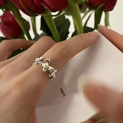 VENTFILLE 925 Sterling Silver Flower Ring | Hollow Out Retro Jewelry for Women