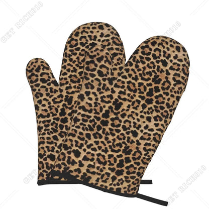 Animal Print Oven Gloves | Set of 2 Heat Resistant BBQ and Baking Gloves