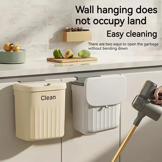 Bote de Basura de Cocina de 12L Montado en la Pared, Bote de Basura Colgante con Tapa para Gabinete Debajo del Fregadero, Bote de Compostaje de Basura