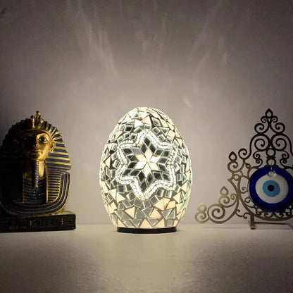 DIY Turkish Mosaic Egg Table Lamp Rechargeable Battery Bedside Desk Night Light