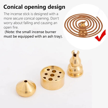 Porte-encens 3 en 1 en laiton, 3 styles, cônes d'encens, bâtonnets d'encens, brûleur d'encens en spirale pour le yoga et la décoration intérieure