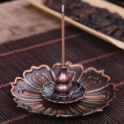 Lotus Incense Burner | Metal Lotus Ash Catcher for Stick and Cone Incense