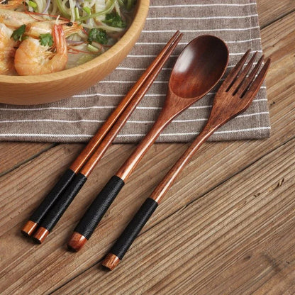Portable Wooden Cutlery Set | Eco-Friendly Travel Spoon Fork and Chopsticks Kit