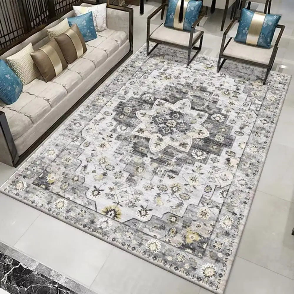 VIKAMA Alfombra nórdica grande para sala de estar, estilo retro, alfombra de dormitorio, decoración del hogar marroquí, sofá, mesa de té, alfombra de área grande