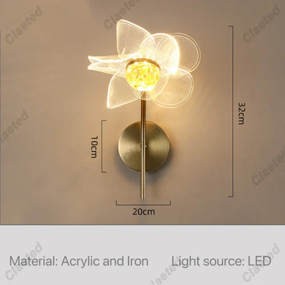 Flower Led Wall Lamps for Living Room Bedroom Bedside Sconce Light Modern Hallway Restaurant Background Decoration Lighting Deco