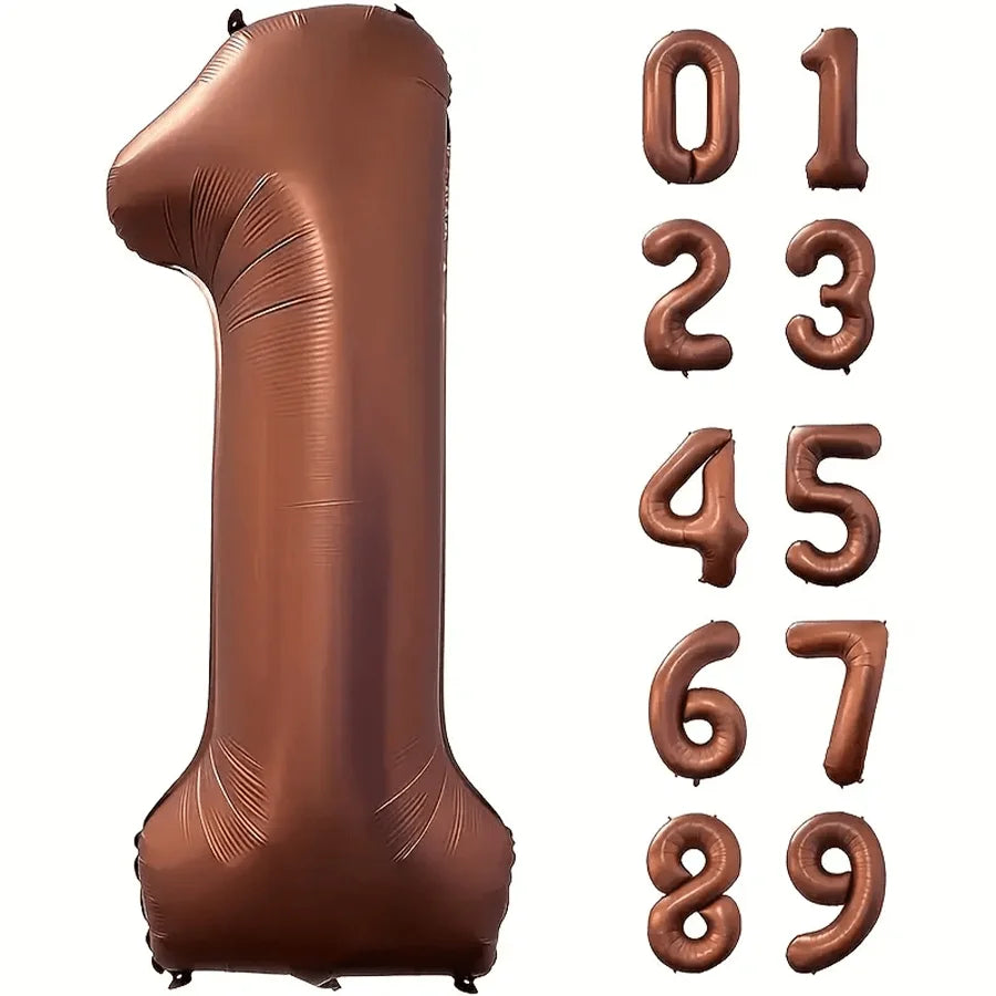 Foil Number Balloons 40 Inch | Brown Birthday Party Decor
