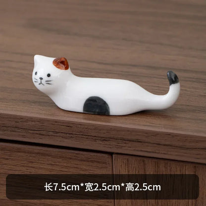 Support de Baguettes en Céramique Style Japonais avec Motif de Chat Mignon, Repose-Baguettes, Porte-Baguettes, Vaisselle, Support de Cuillère