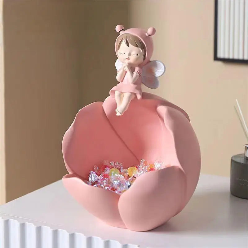 Ornements en résine de fée des fleurs, design amusant et mignon, peuvent être utilisés pour ranger des clés, peuvent également être utilisés pour placer des bonbons