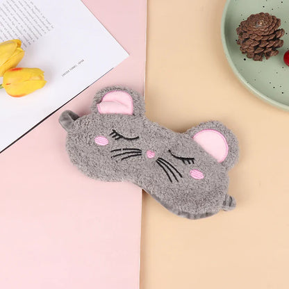 Plush Cute Grey Cat Sleep Mask | Light Blocking Eye Shade for Travel and Home