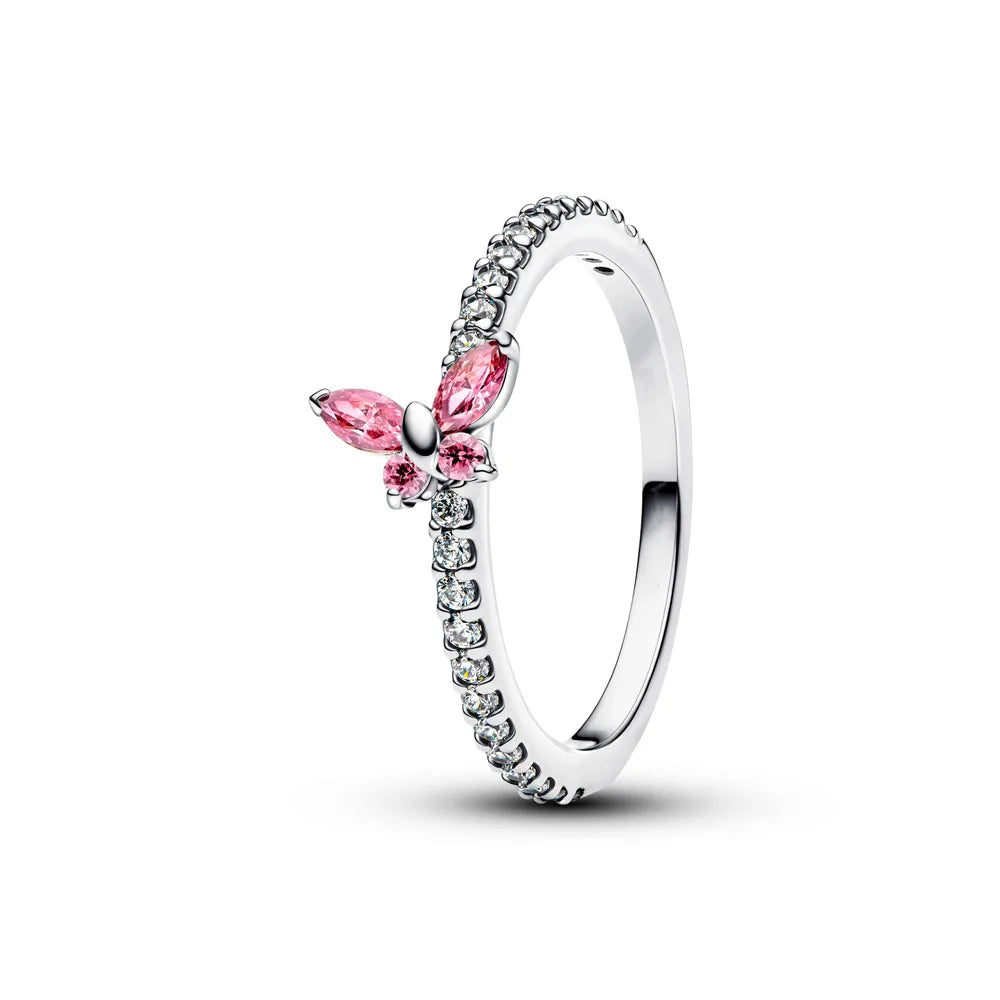 925 Silver Heart Pink Bow Ring | Fine Jewelry for Women