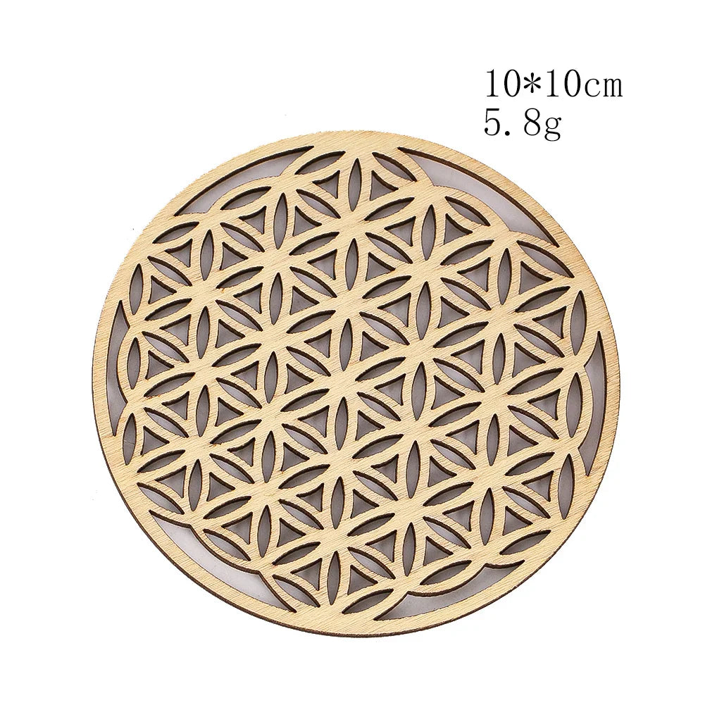 Wooden Sacred Geometry Wall Hanging | Rustic Yoga Meditation Decor