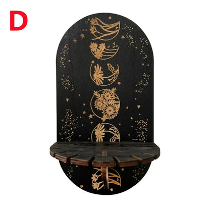 Wooden Crystal Shelf Display Stand | Bohemian Wall Rack for Stones and Jewelry
