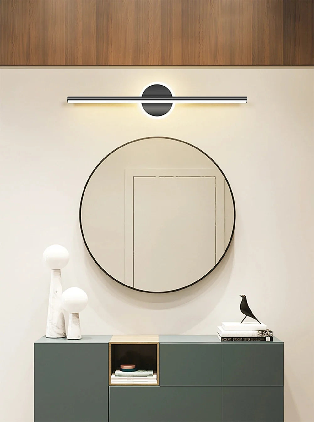 LED Mirror Front Wall Light – 40/60cm Gold Black Indoor Lamp for Bathroom & Bedroom