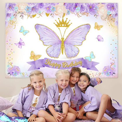 Vaisselle jetable Papillon Violet Serviette Papillon Décoration de Fête d'Anniversaire Fille Baby Shower Baptême Révélation de Genre Fournitures