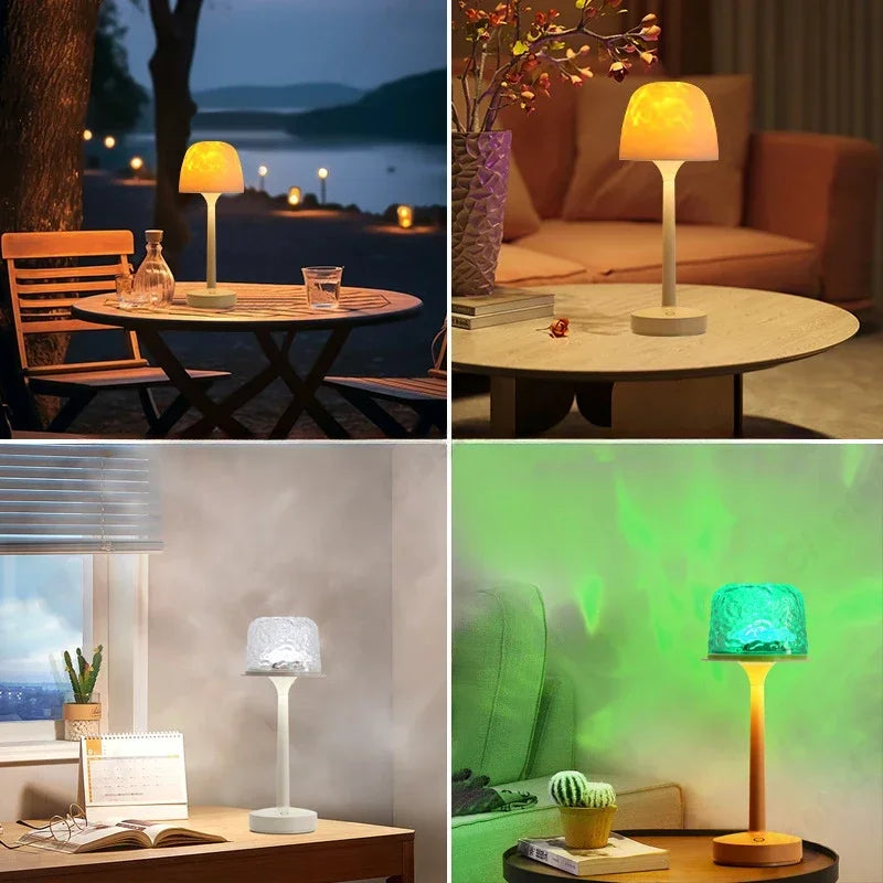 Lampe de Bureau LED Ondulation d'Eau Lampe de Nuit Romantique Projection Chambre Cadeau Couple