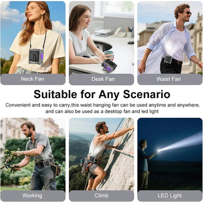 Compagnon Rafraîchissant | Ventilateur de Ceinture Portable avec Batterie 8000 mAh | 100 Vitesses Réglables pour un Confort Optimal