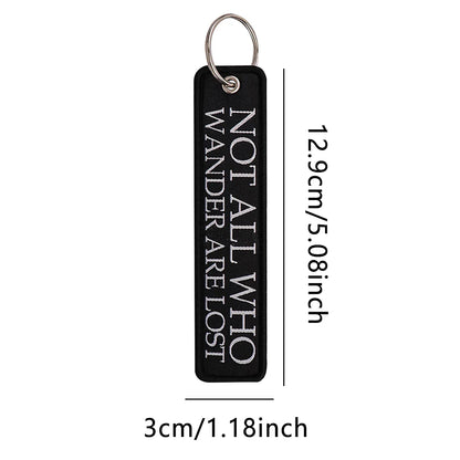 Embroidery Key Fob Keychain | Black Tag for Cars Motorcycles