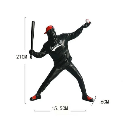 Home Decor Resin Street Abstract Art Statue Sculpture Figurine Baseball Figure Toy Study Room Home Interior Decor Decoration