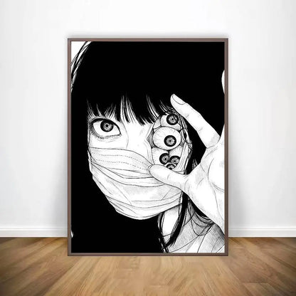 Black And White Ito Junji Tomie Poster HD Art Sticky Wall Waterproof Home Living Room Bar Decoration
