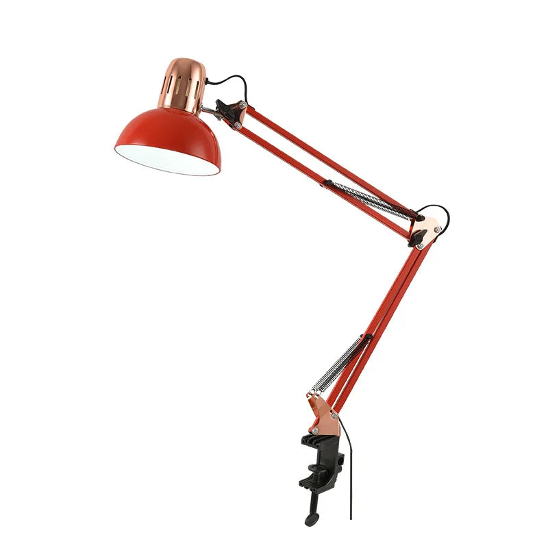 Industrial Foldable LED Table Lamp with Clamp Telescopic Swing Arm for Desk