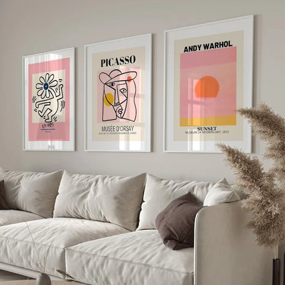 Tableaux muraux de galerie moderne Picasso Andy Warhol Peinture sur toile murale orange Affiches pour la décoration intérieure du salon