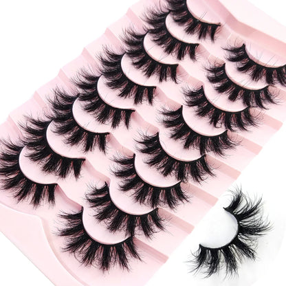 5-8 Pairs Natural Russian Striped Mink Lashes | 3D Volume Wavy False Eyelash Extensions
