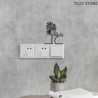Line Figure Metal Poster for Living Room | Modern Switch Sticker Wall Art