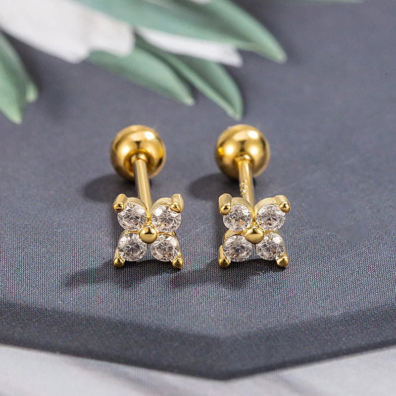 Heart Stud Earrings | Screw Back Cartilage Earrings for Women