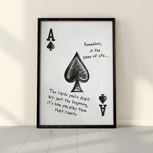 Modern Vintage Poker Ace Of Spades Cards Letter Quotes Wall Art Prints Canvas Painting Poster Picture For Living Room Home Decor