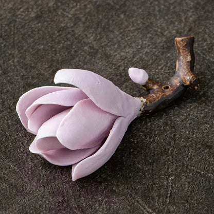 Ceramic Magnolia Flower Incense Holder | Handmade Zen Decor