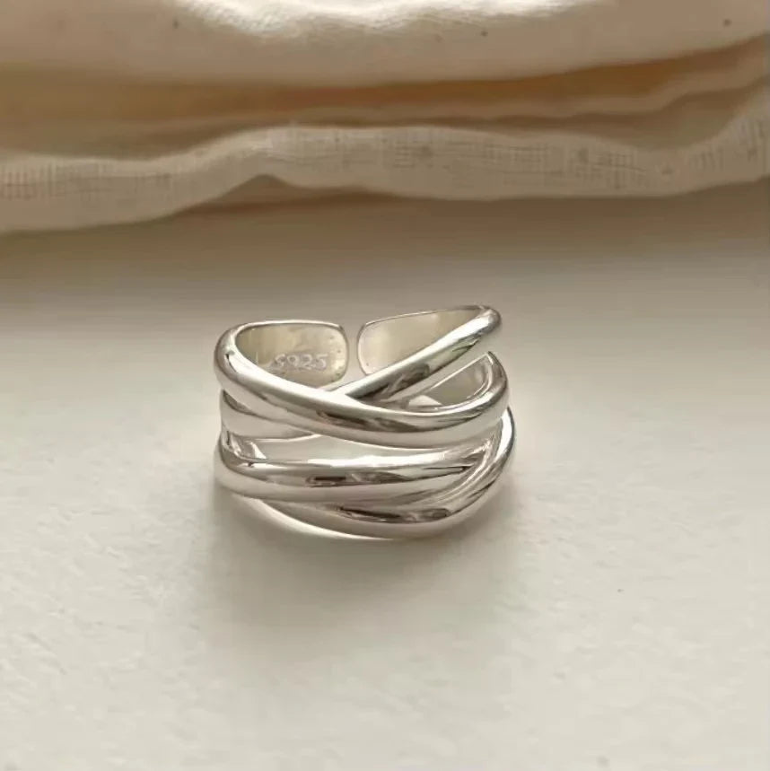 PANJBJ Real 925 Sterling Silver Retro Round Ring | Vintage Fine Jewelry for Women