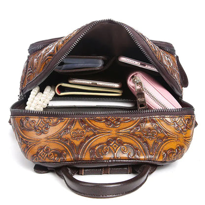Hand Tooled Paulson/Baoerson Genuine Leather Backpack