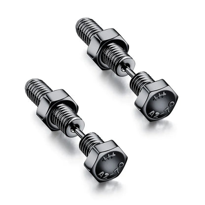 Gothic Stud Earrings Set | Unisex Stainless Steel Punk Screw Earrings