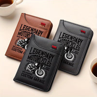 Men's Retro Faux Leather Wallet | Vintage Motorcycle Style Slim Business Card Holder
