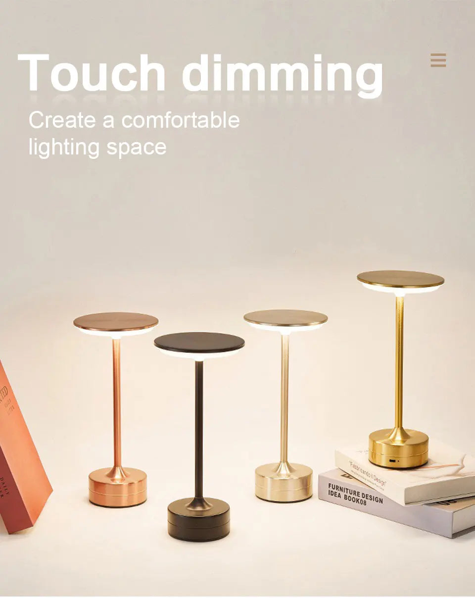 Touch Sensor LED Table Lamp USB Rechargeable Portable Night Light for Bedroom Bar