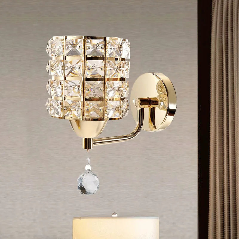 Crystal Wall Lamp – Gold/Silver Decorative Sconce Light for Bedroom & Living Room