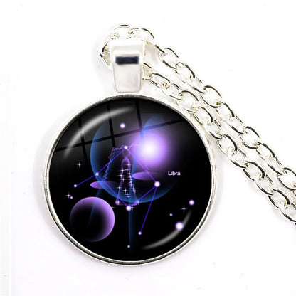 Zodiac Necklace Silver Plated | 12 Constellation Pendant Jewelry