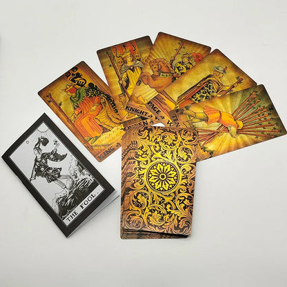 Le nouveau jeu de société de Tarot "The New Knight Laser Gold Foil" – Cartes de divination luxueuses en PVC, imperméables et résistantes à l'usure, avec marquage à chaud.