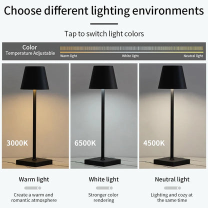 LED Table Lamp | 3 Level Dimmable Wireless Touch Desk Light USB Rechargeable Lamp