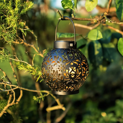 Outdoor Solar Garden Hanging Iron Art LED Light Waterproof Landscape Projection