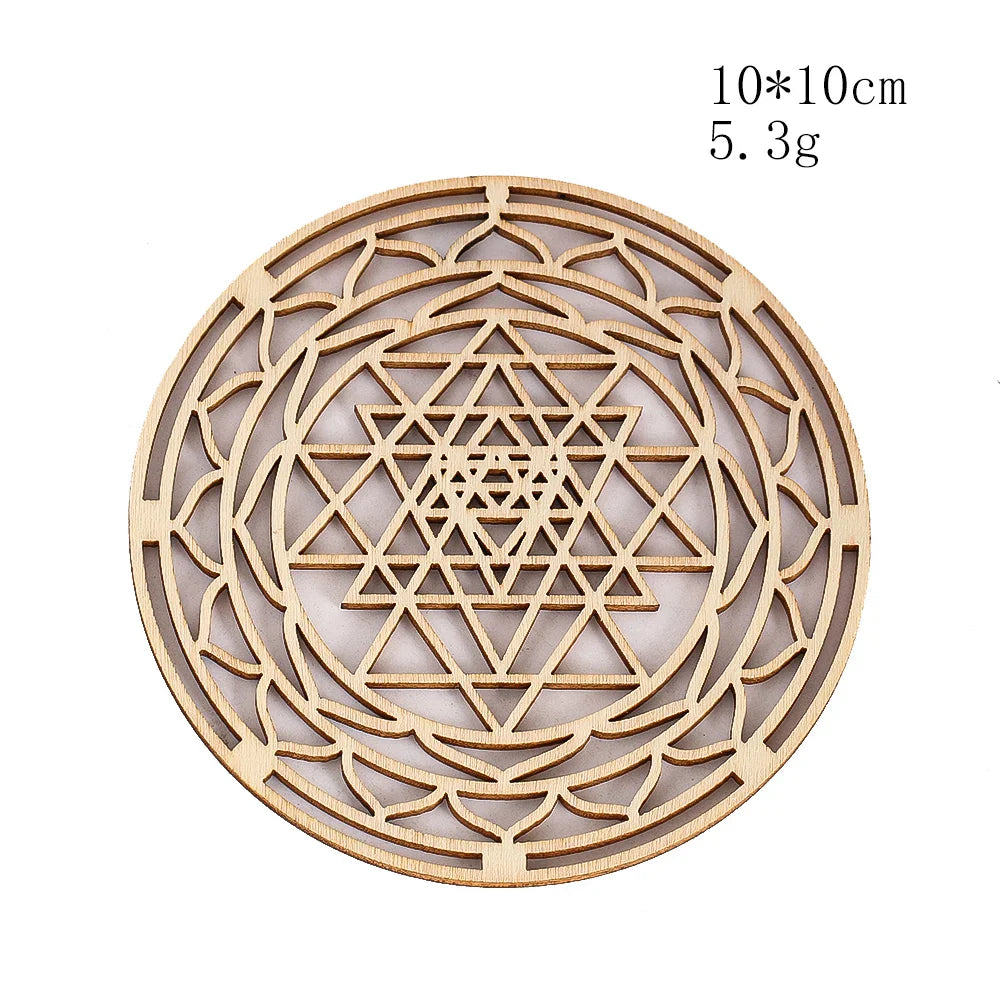 Wooden Sacred Geometry Wall Hanging | Rustic Yoga Meditation Decor