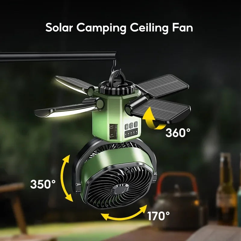 Rechargeable Camping Fan | Battery Powered Fan with 6000mAh Battery | Portable Cooling and LED Light for Outdoor Adventures
