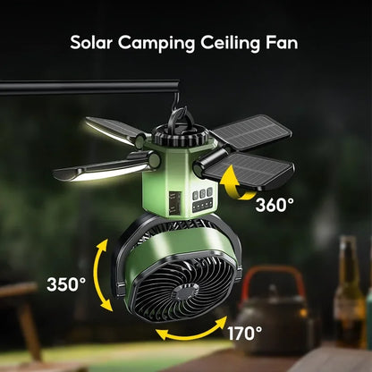 Rechargeable Camping Fan | Battery Powered Fan with 6000mAh Battery | Portable Cooling and LED Light for Outdoor Adventures