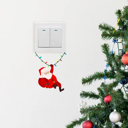 1-Pack Christmas Wall Switch Stickers | Santa Claus Cartoon Self-Adhesive Decals for Holiday Decor