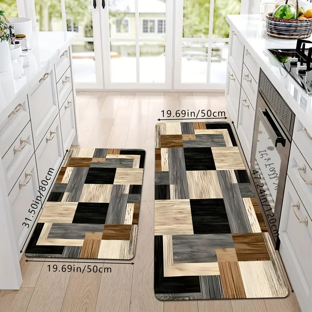 VIKAMA Tapis de sol géométrique patchwork Tapis de cuisine Tapis de porte moelleux Paillasson Tapis de salon pour chambre à coucher Décoration intérieure