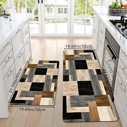 VIKAMA Tapis de sol géométrique patchwork Tapis de cuisine Tapis de porte moelleux Paillasson Tapis de salon pour chambre à coucher Décoration intérieure